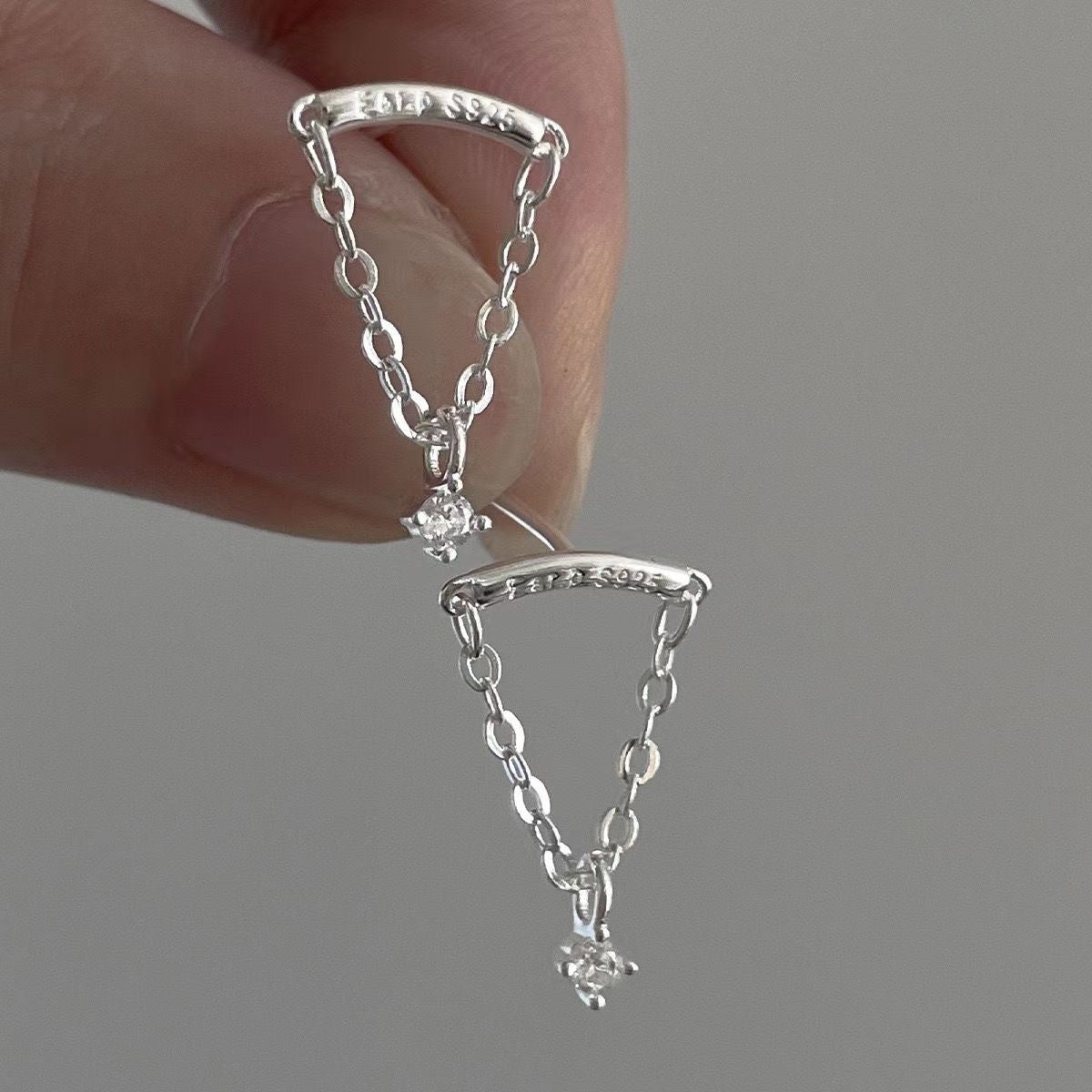 Water Drop Zircon Ear Studs High-Grade Silver Plated