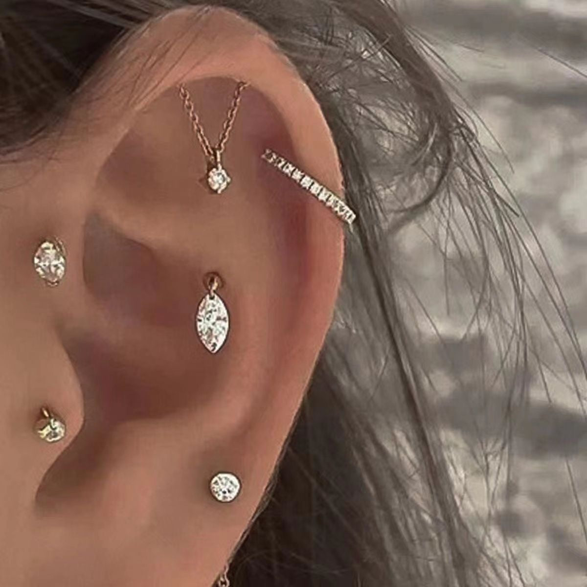 Water Drop Zircon Ear Studs High-Grade Silver Plated