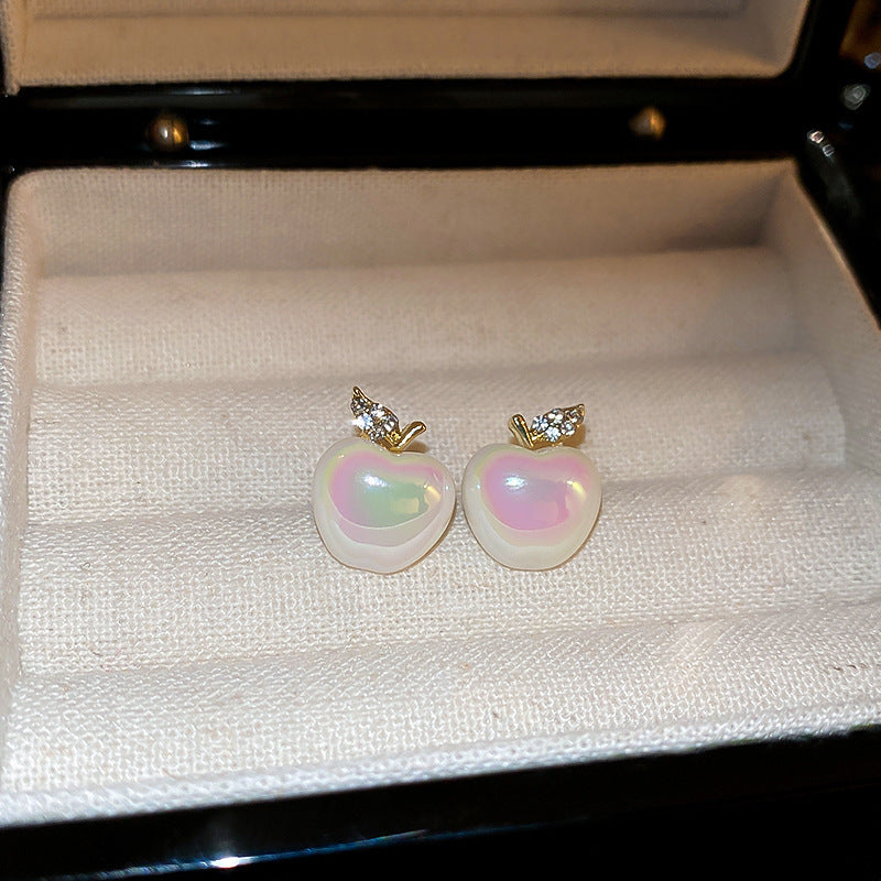 Silver Inlaid Rhinestone Pearl Creative Earrings