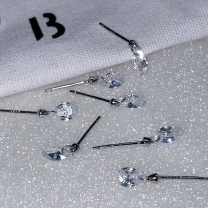 Water Drop Zircon Ear Studs High-Grade Silver Plated
