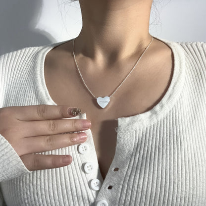 European And American Loving Heart Zircon Mother's Day Corrosion Letter Mom Geometric Brass Double Open Peach Heart Necklace