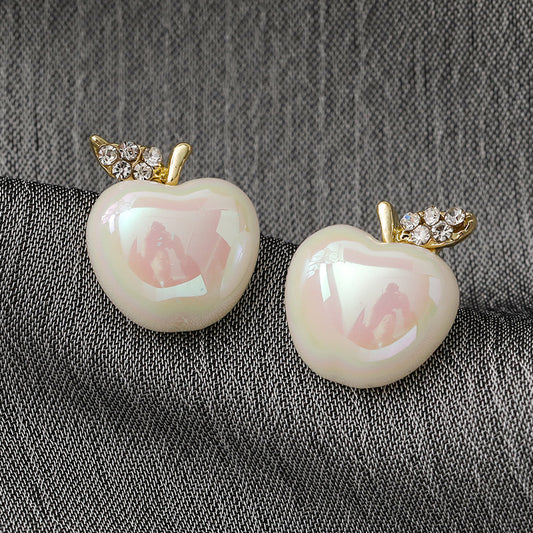 Silver Inlaid Rhinestone Pearl Creative Earrings